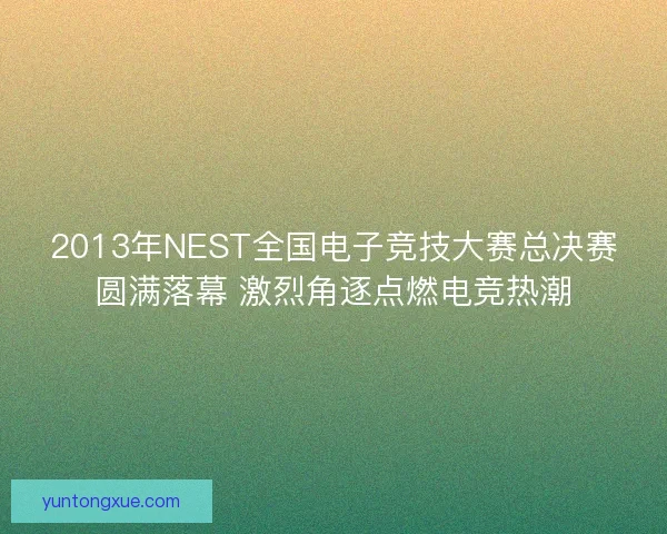 2013年NEST全国电子竞技大赛总决赛圆满落幕 激烈角逐点燃电竞热潮
